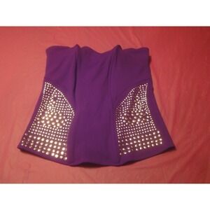 Ashley Stewart womens 12 strapless purple shirt top with silver studs design